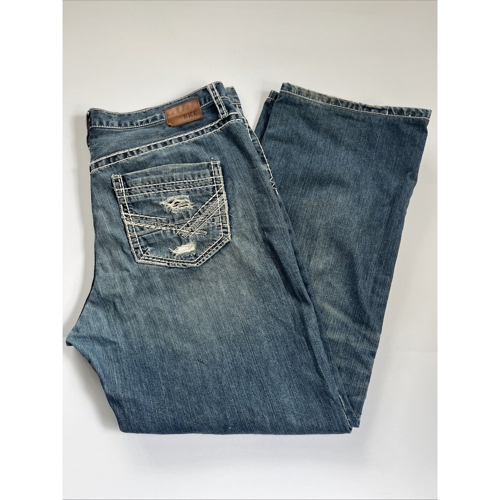 BKE Seth Jeans Mens 40x33 XL Buckle Distress Blue Straight Leg Denim Medium Wash